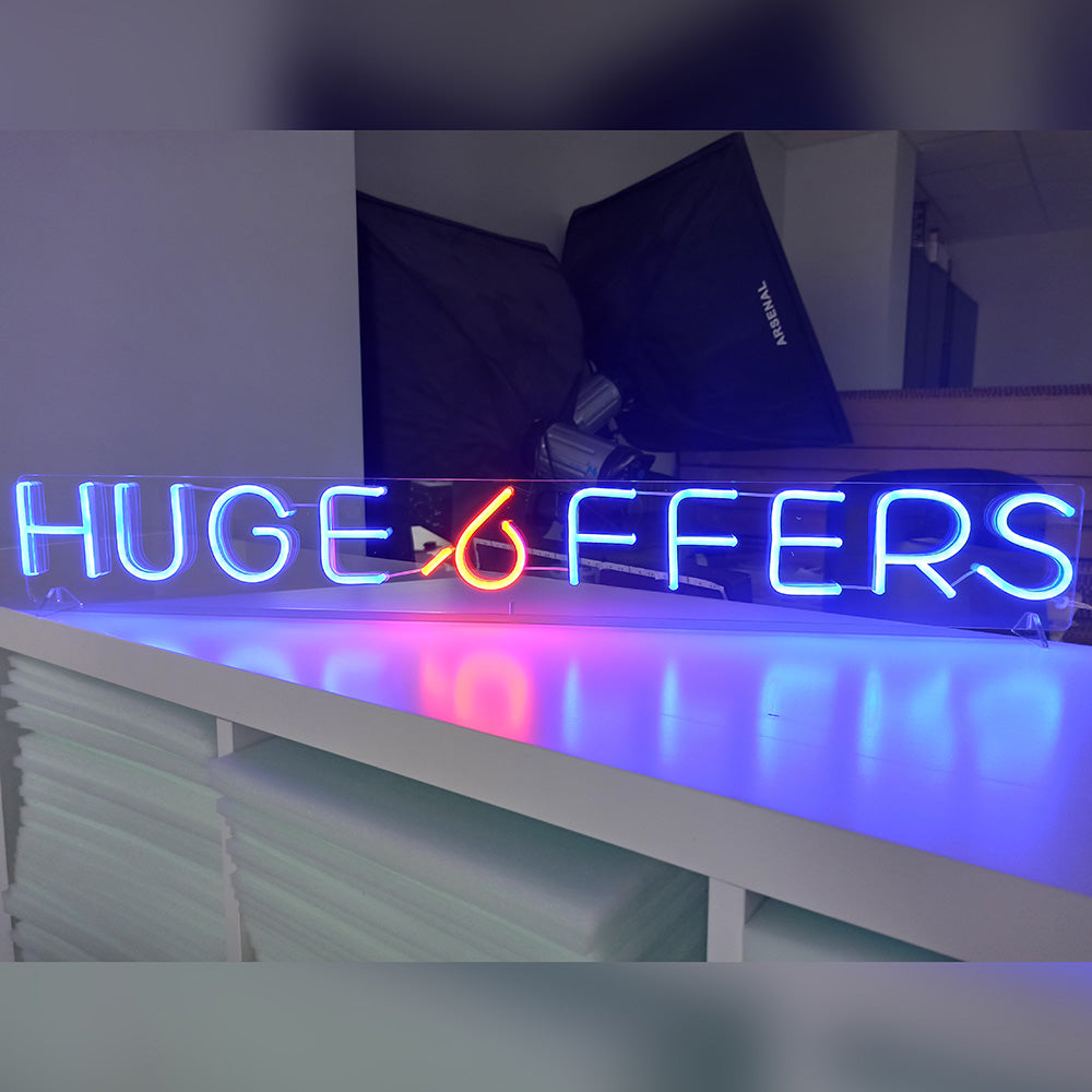 Neon sign "Huge Offers"