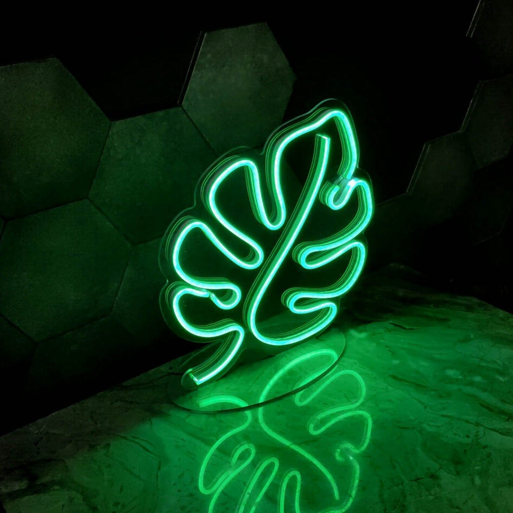 monstera neon sign Monstera Sheet LED Neon Sign Yellow