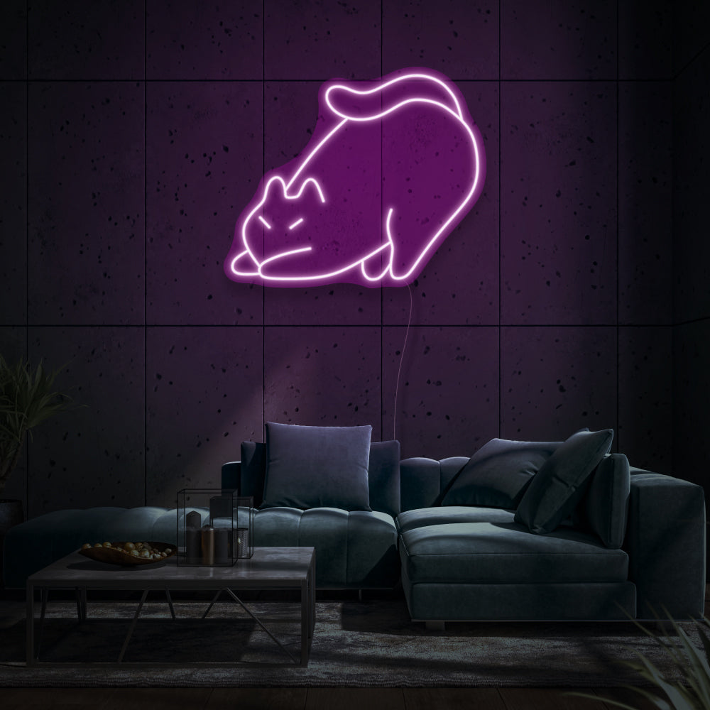 Stretching Cat LED Neon Sign