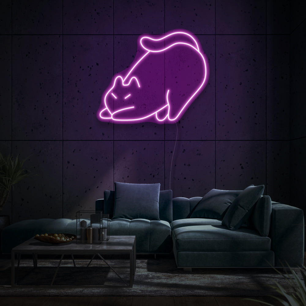 Stretching Cat LED Neon Sign