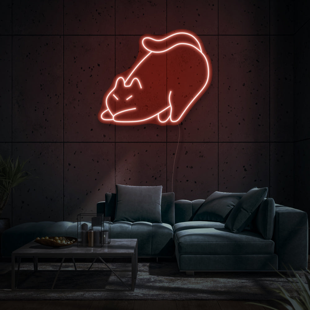 Stretching Cat LED Neon Sign