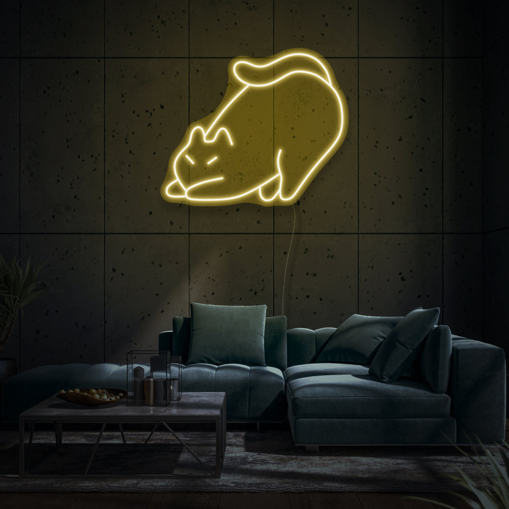 Stretching Cat LED Neon Sign