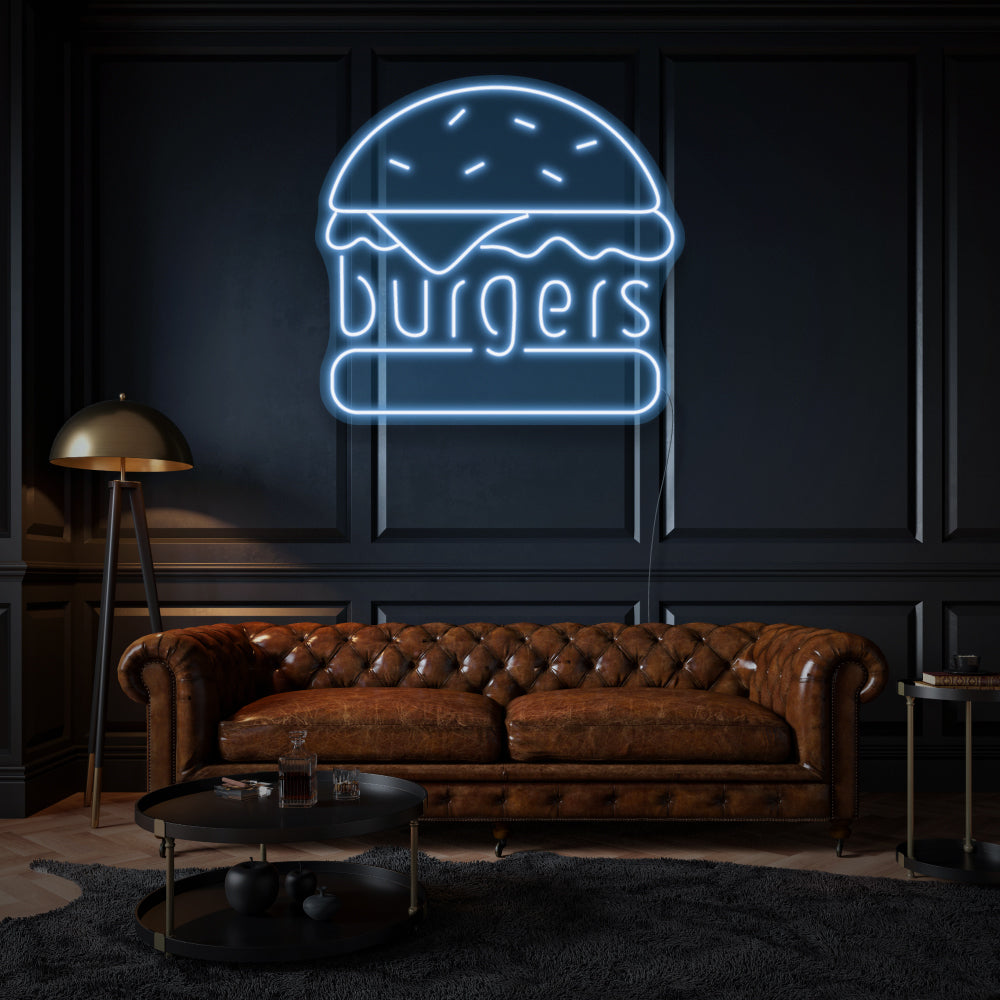 Burgers  with Writing LED Neon Sign
