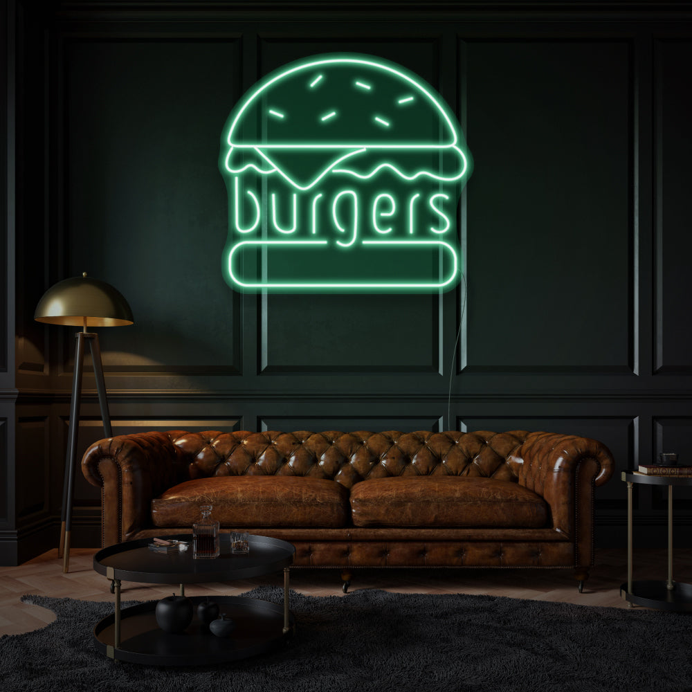Burgers with Writing LED Neon Sign