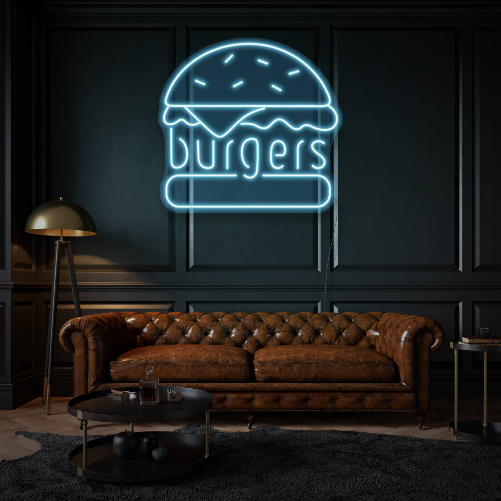 Burgers with Writing LED Neon Sign