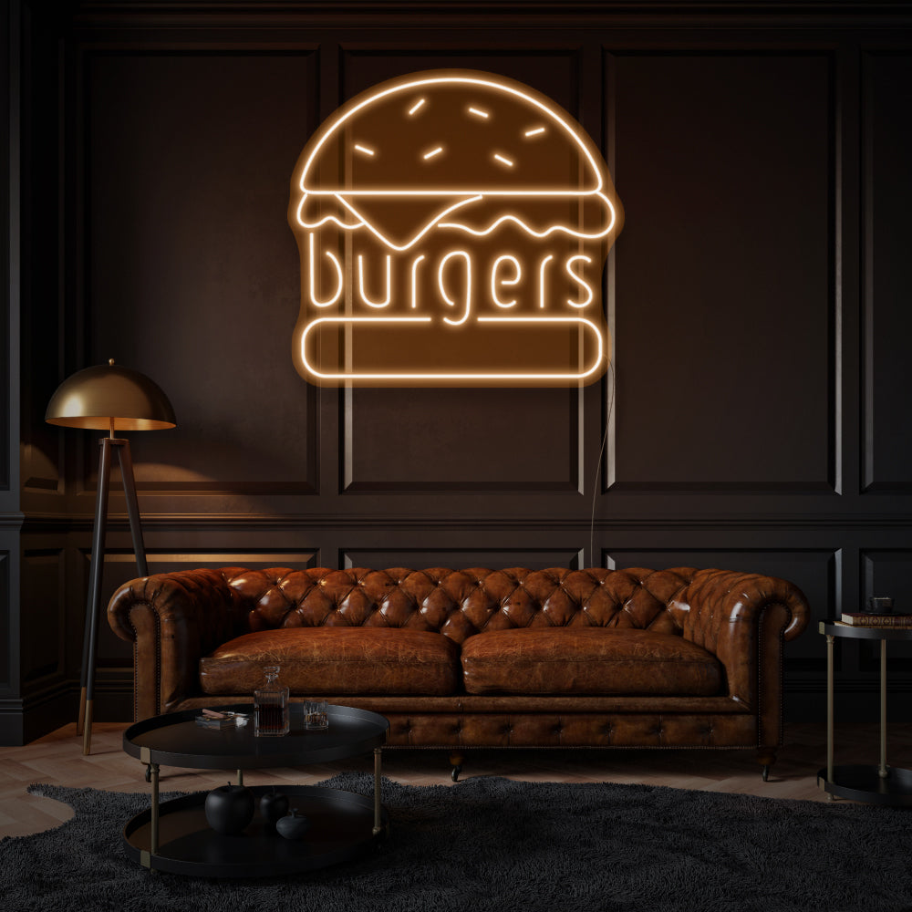Burgers with Writing LED Neon Sign