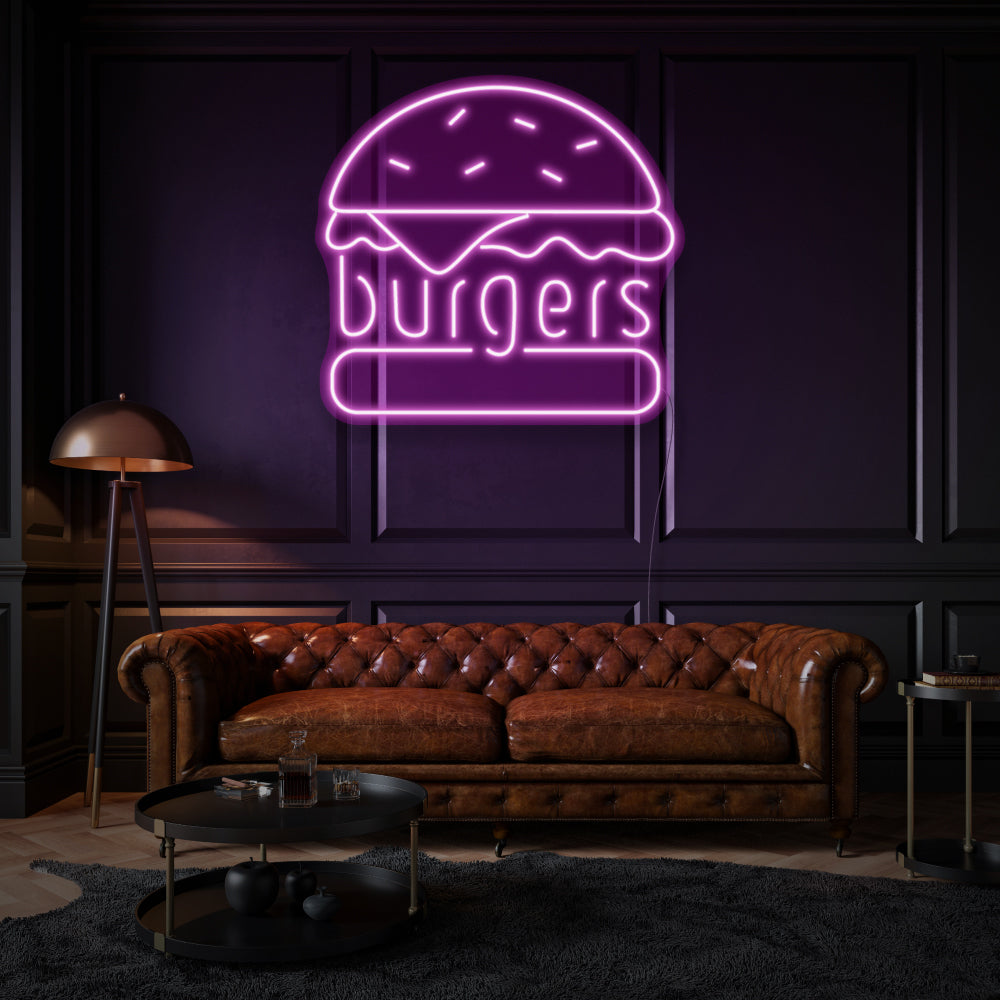 Burgers with Writing LED Neon Sign