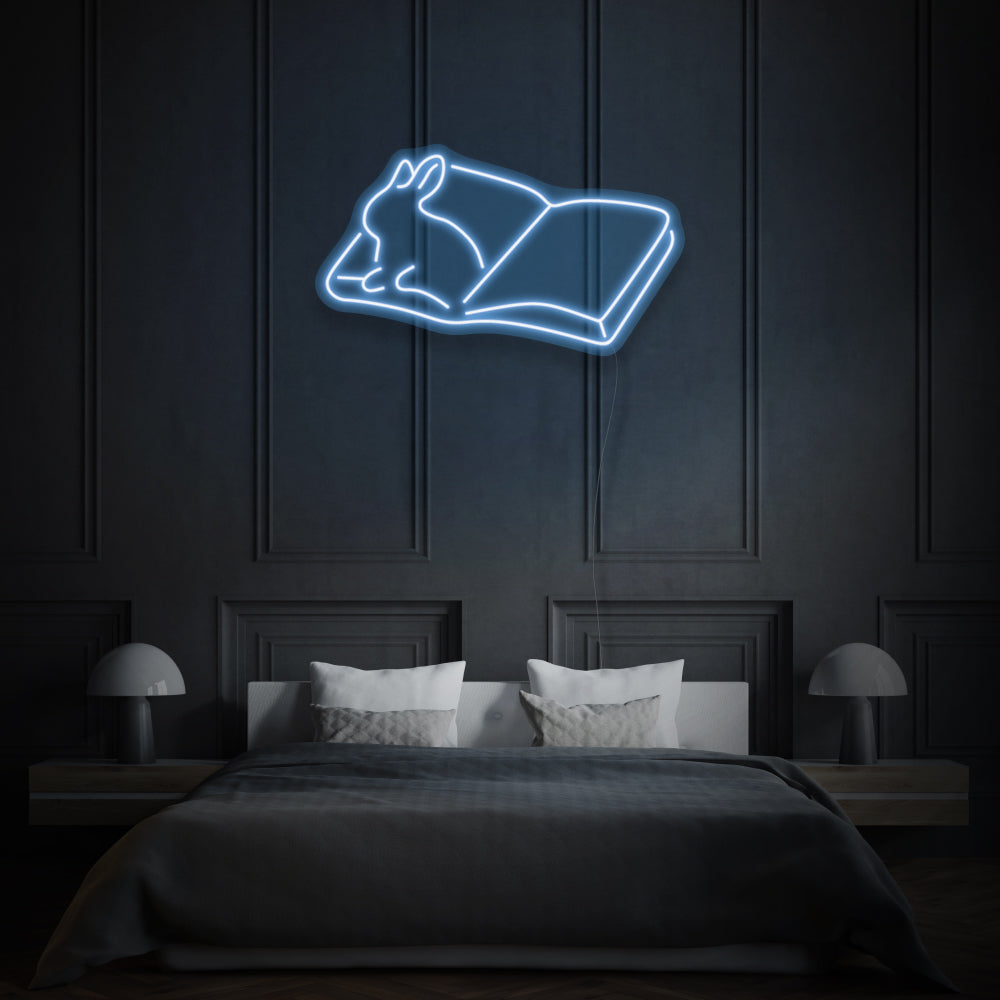 Book With Bunny LED Neon Light