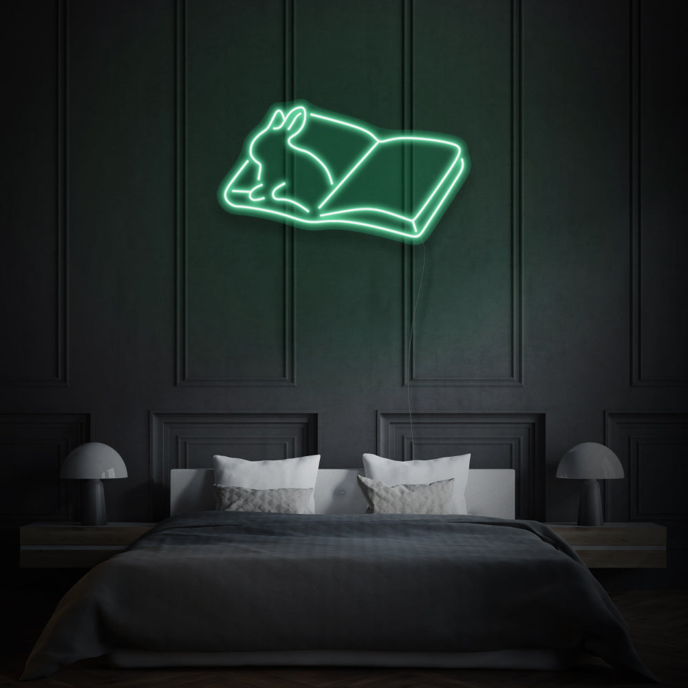 Book With Bunny LED Neon Light