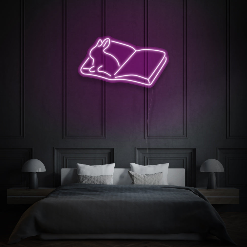 Book With Bunny LED Neon Light