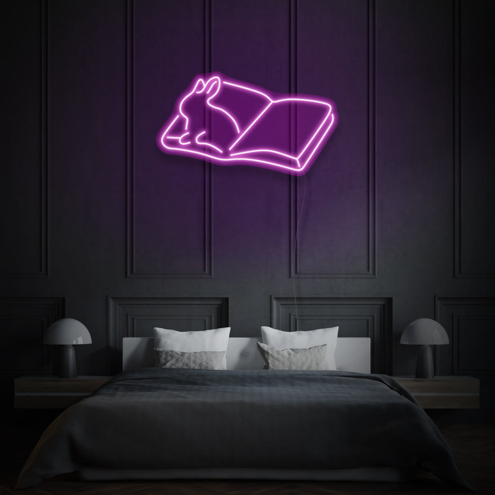 Book With Bunny LED Neon Light