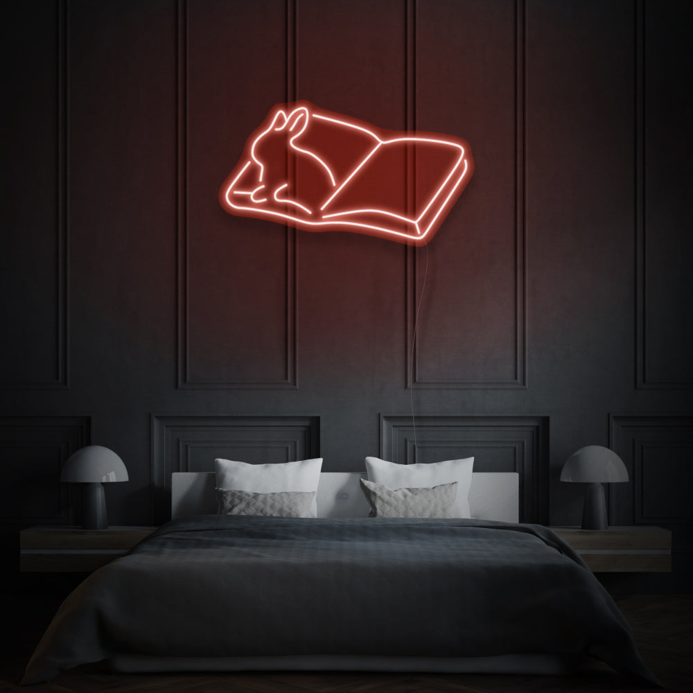 Book With Bunny LED Neon Light