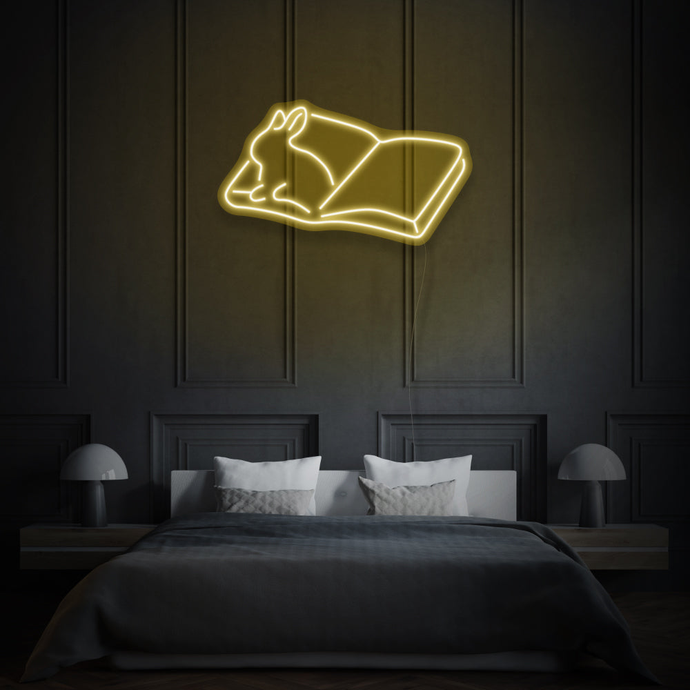 Book With Bunny LED Neon Light