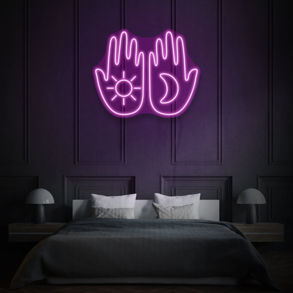 Hands With Moon And Sun LED Neon Light