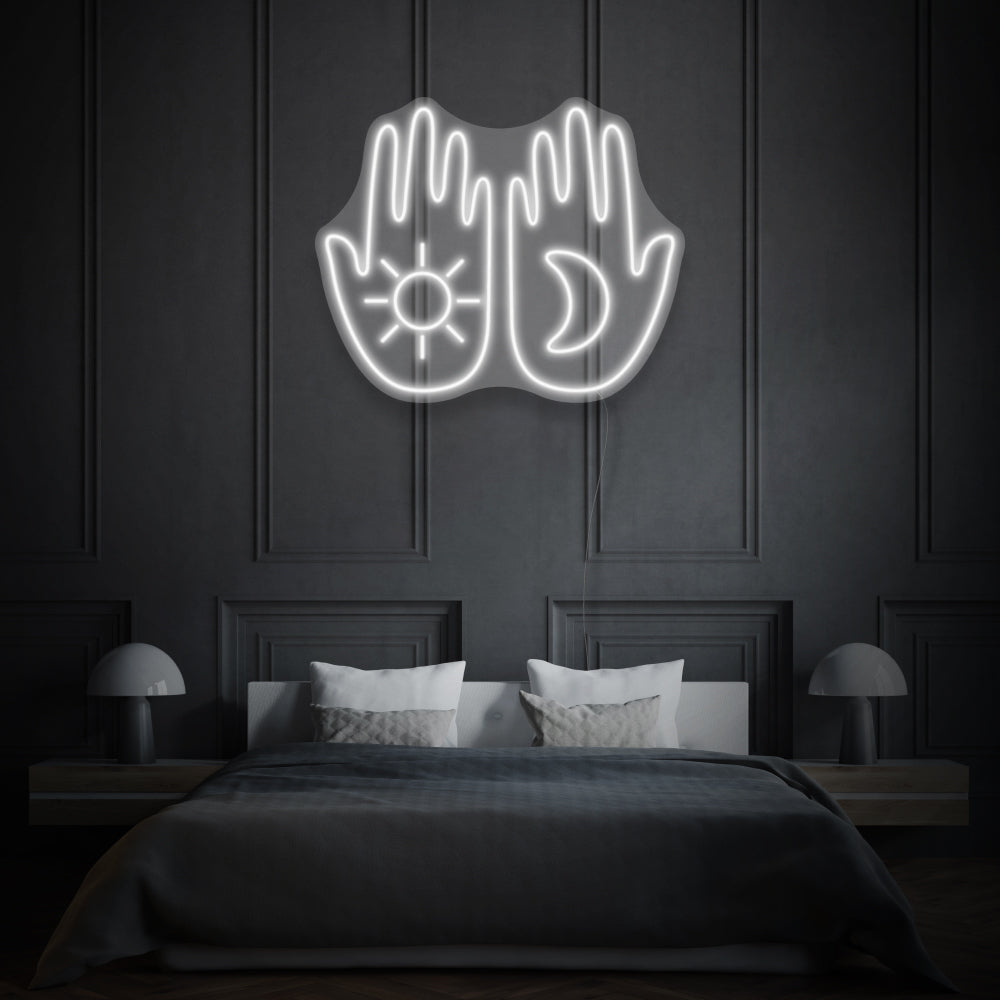 Hands With Moon And Sun LED Neon Light