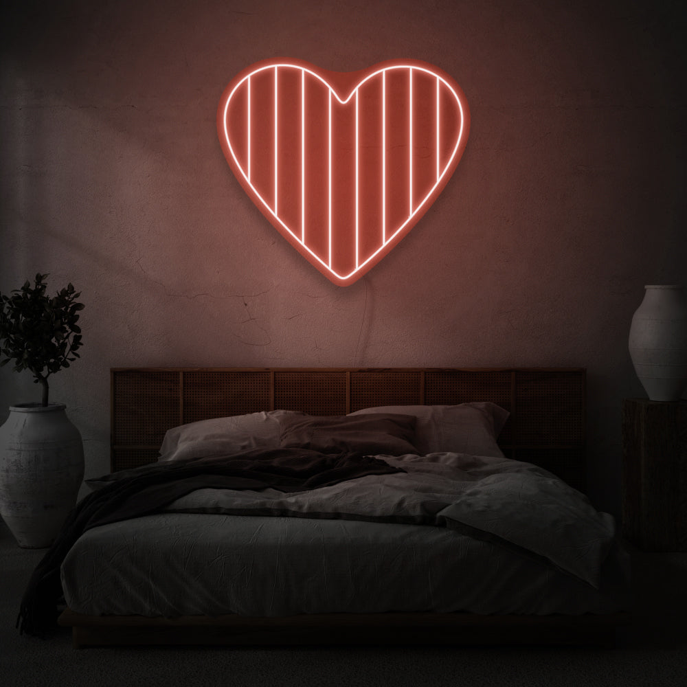 Striped Heart LED Neon Light