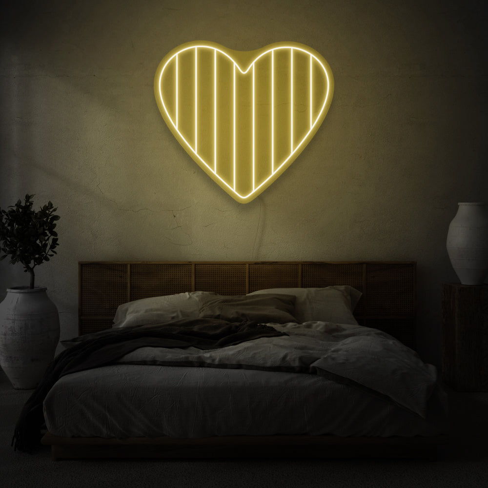 Striped Heart LED Neon Light