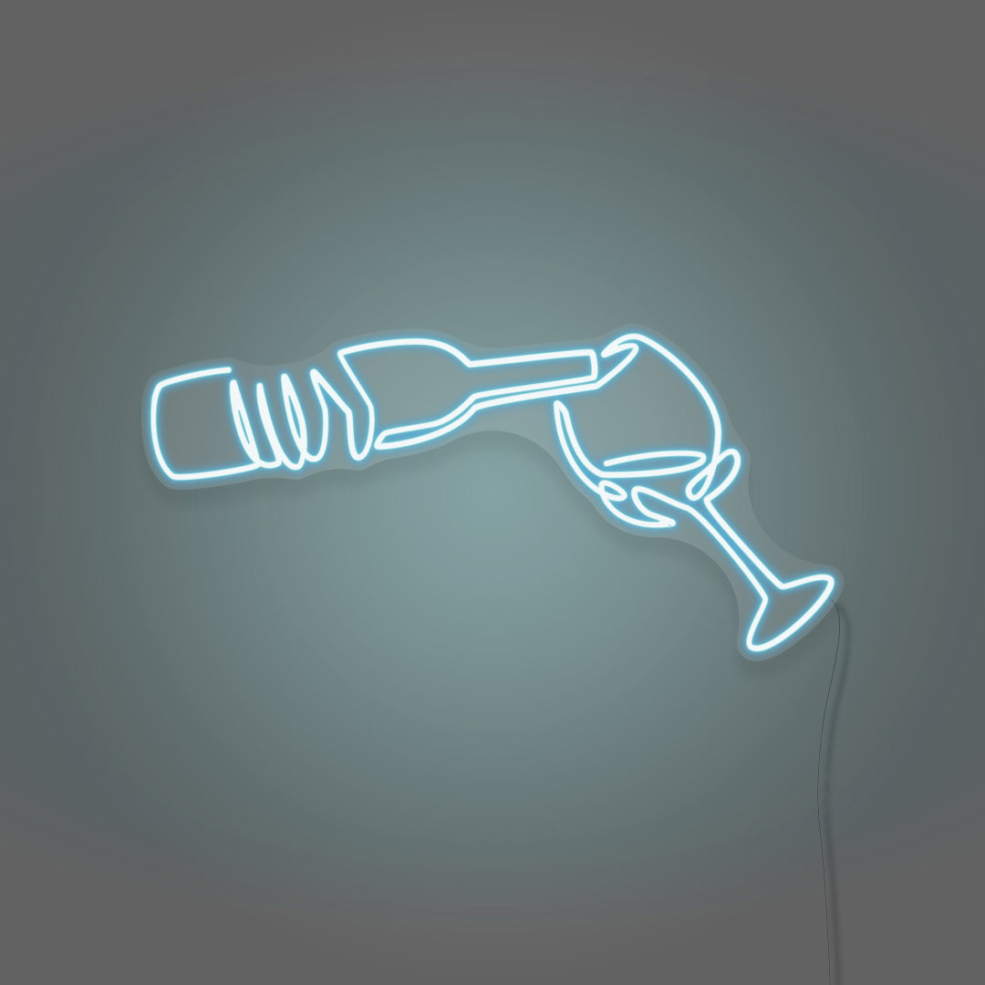 Wine Poured To Glass Neon Light