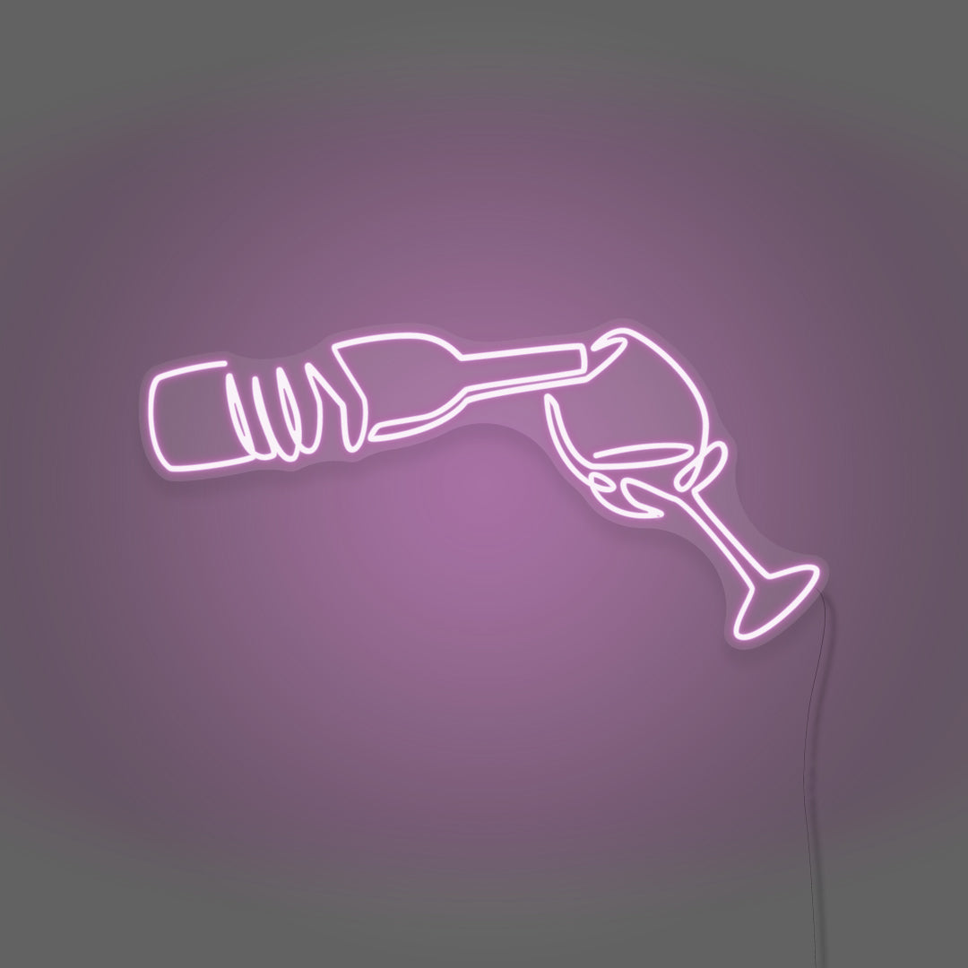 Wine Poured To Glass Neon Light