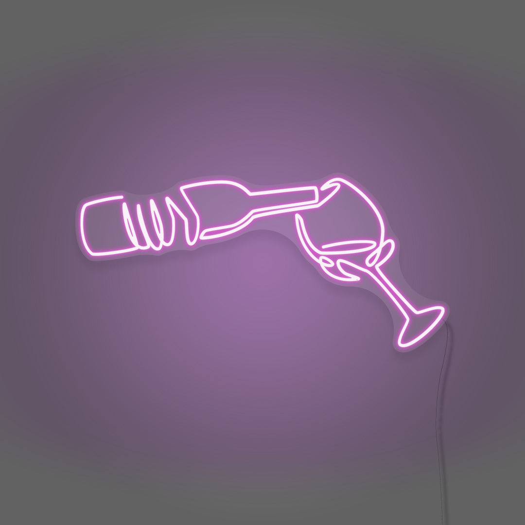 Wine Poured To Glass Neon Light