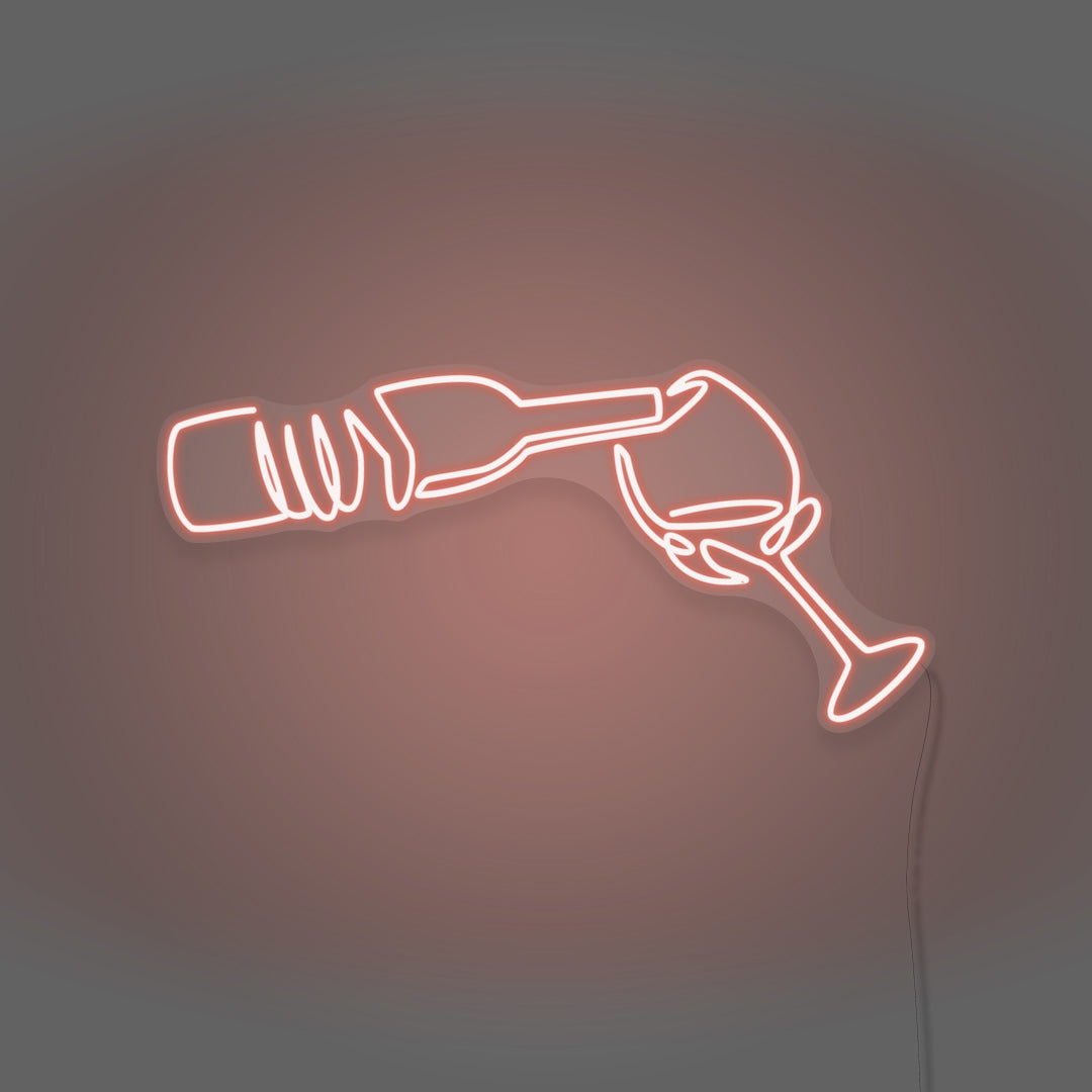 Wine Poured To Glass Neon Light