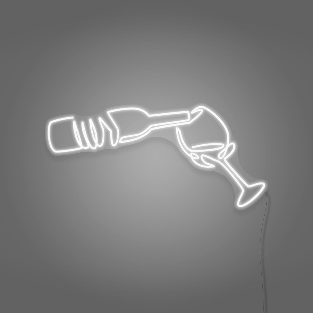 Wine Poured To Glass Neon Light