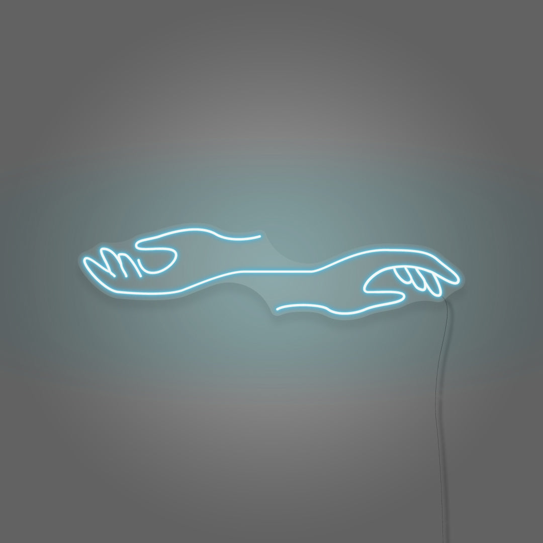 Hands Reaching Out in Opposite Custom-made Neon Light