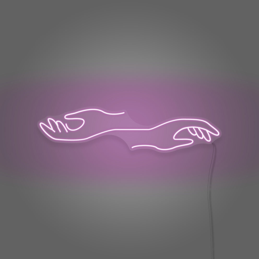 Hands Reaching Out in Opposite Custom-made Neon Light