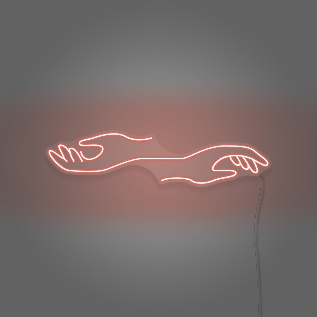 Hands Reaching Out in Opposite Custom-made Neon Light