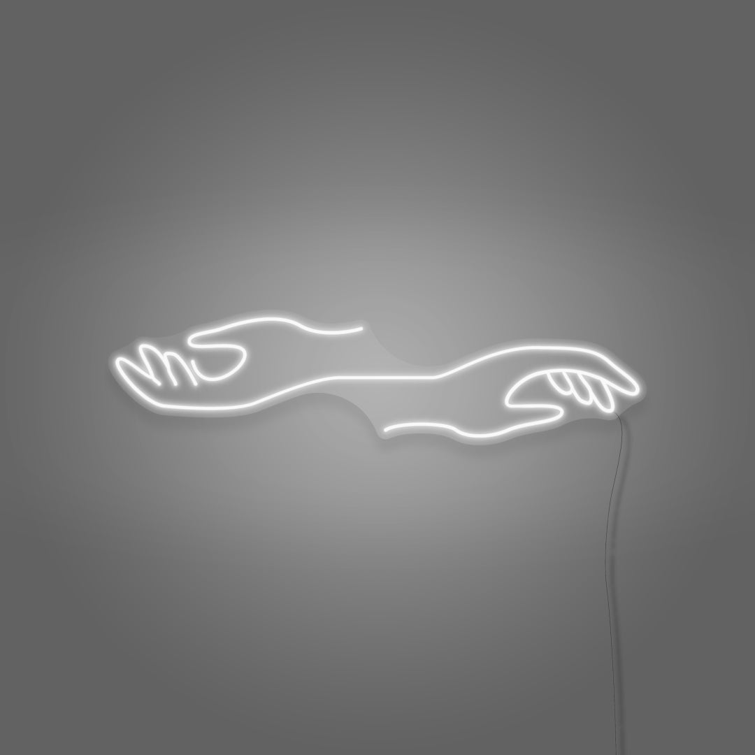 Hands Reaching Out in Opposite Custom-made Neon Light