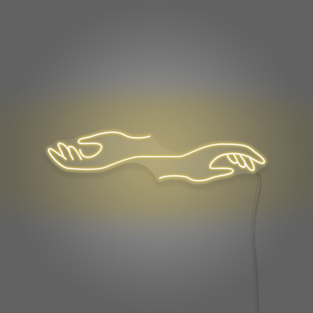 Hands Reaching Out in Opposite Custom-made Neon Light