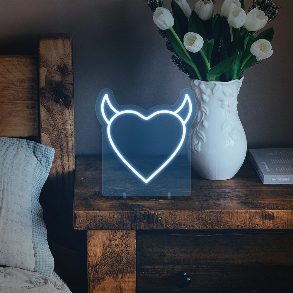 Heart With Horns Mini Neon LED Sign