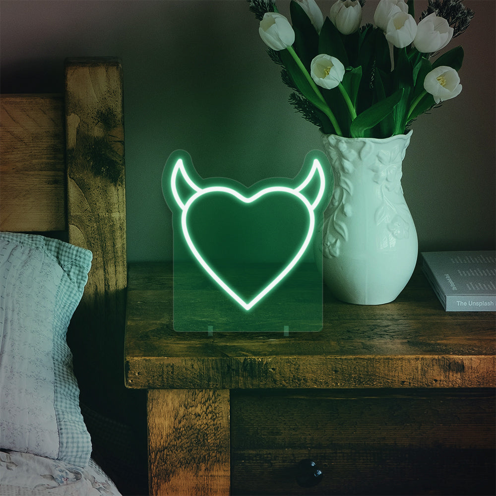Heart With Horns Mini Neon LED Sign