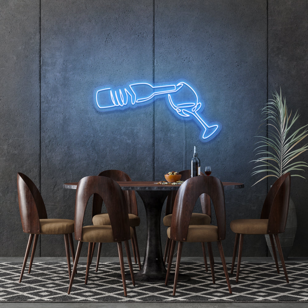 Wine Poured To Glass Neon Light