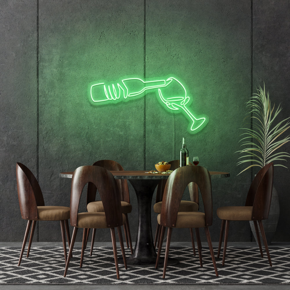 Wine Poured To Glass Neon Light