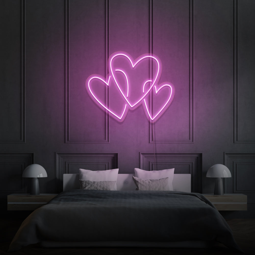 Three Hearts Custom Neon LED Light