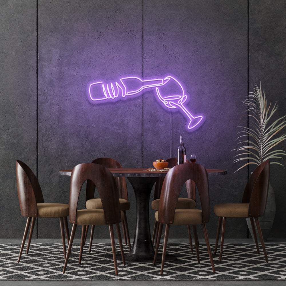 Wine Poured To Glass Neon Light