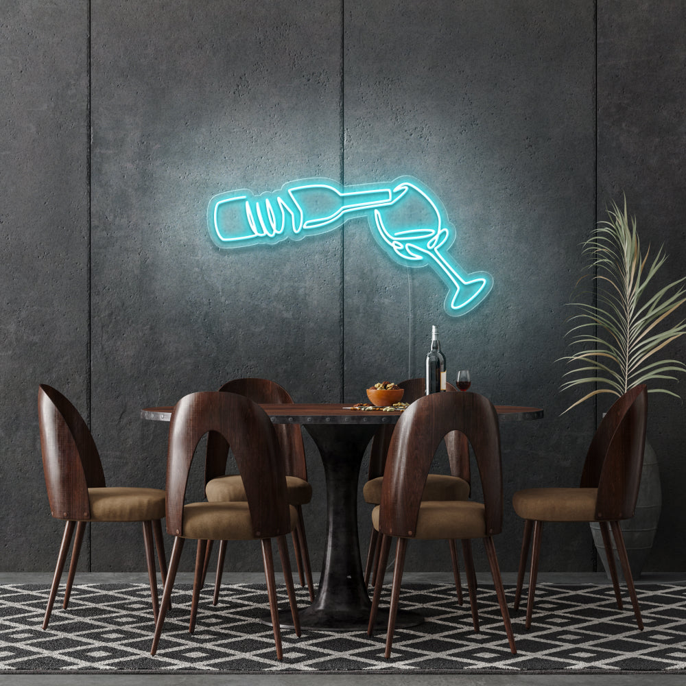 Wine Poured To Glass Neon Light