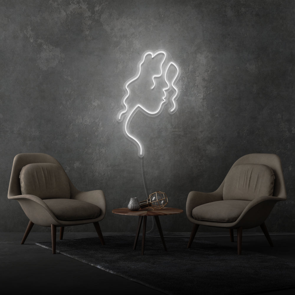 Woman Face Side Profile Aesthetic Neon Light
