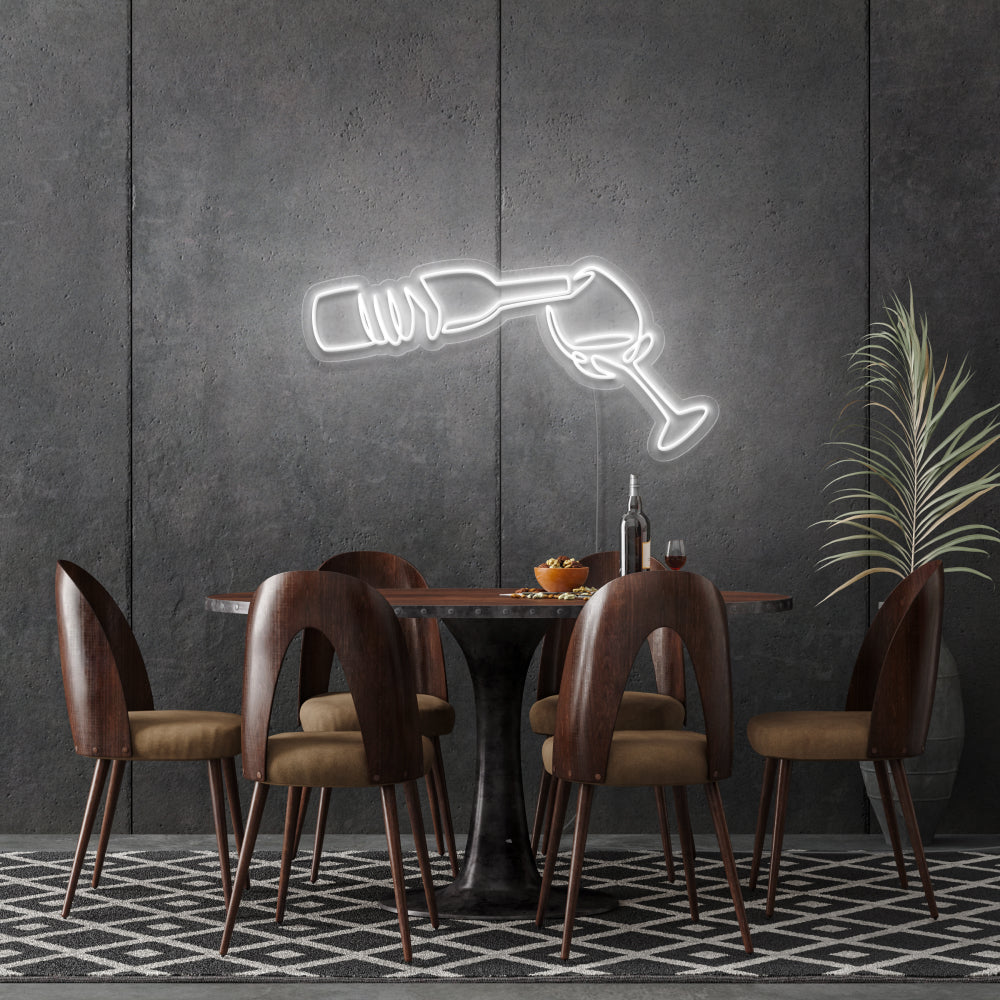 Wine Poured To Glass Neon Light
