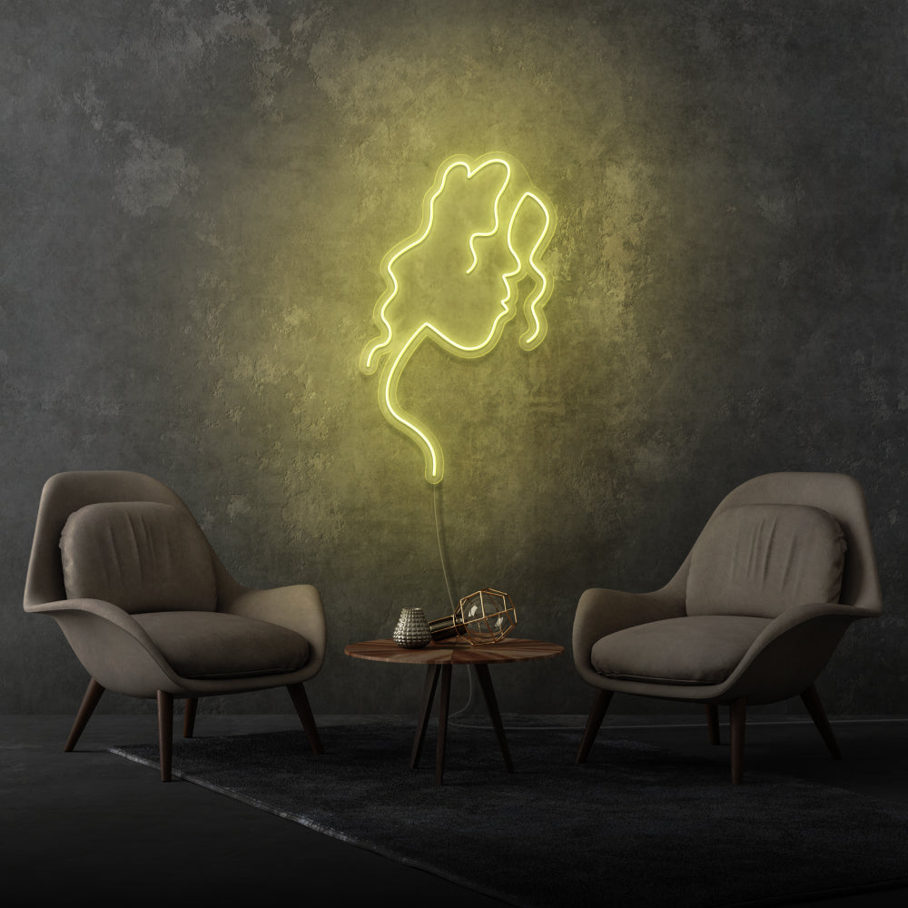 Woman Face Side Profile Aesthetic Neon Light