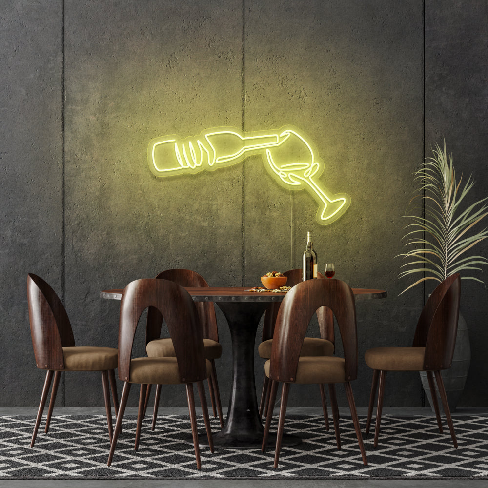 Wine Poured To Glass Neon Light