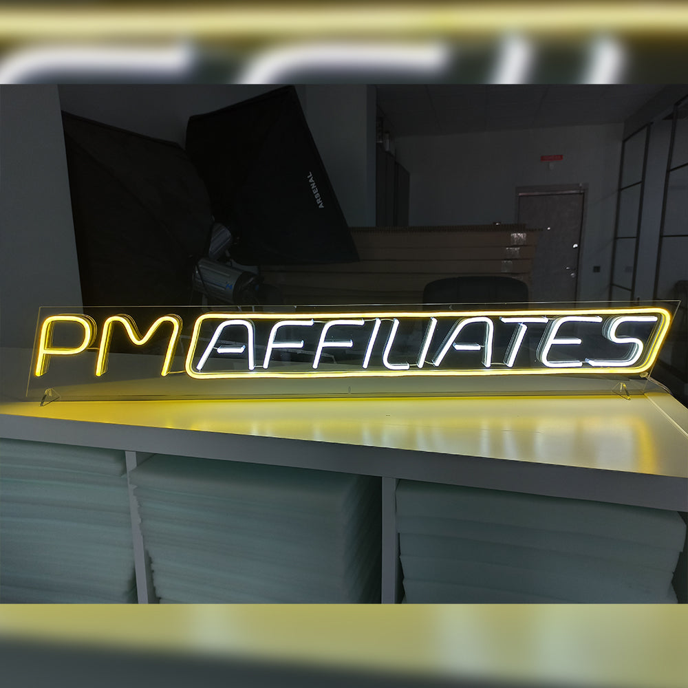 Neon sign for exhibition "PM Affiliates"