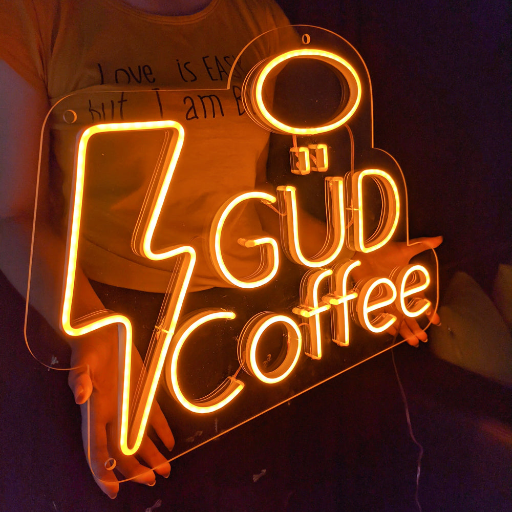 Neon sign for the coffee shop