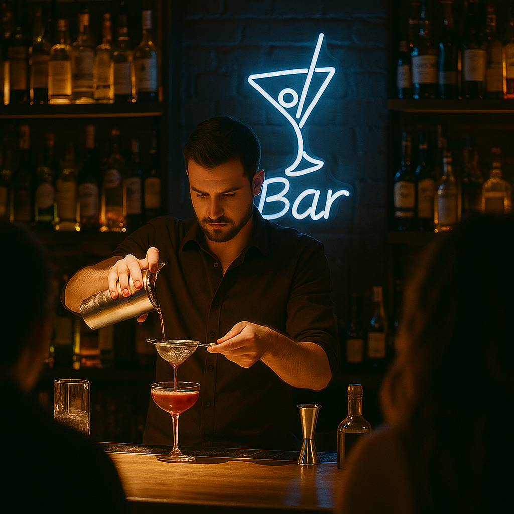 Bar with Drink Neon Light Aesthetic LED Neon Sign