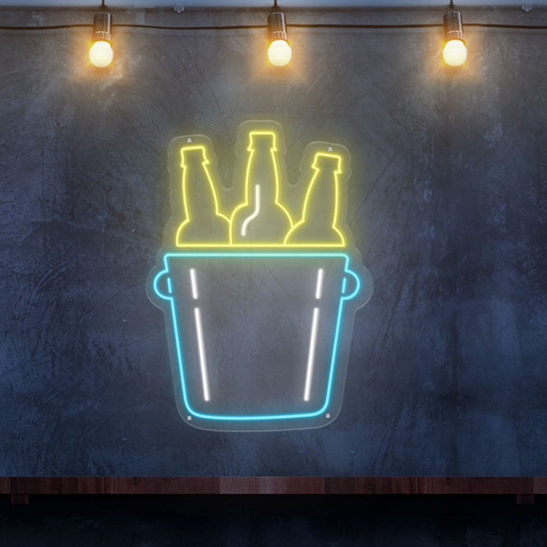 Bucket with bottles LED Neon Sign