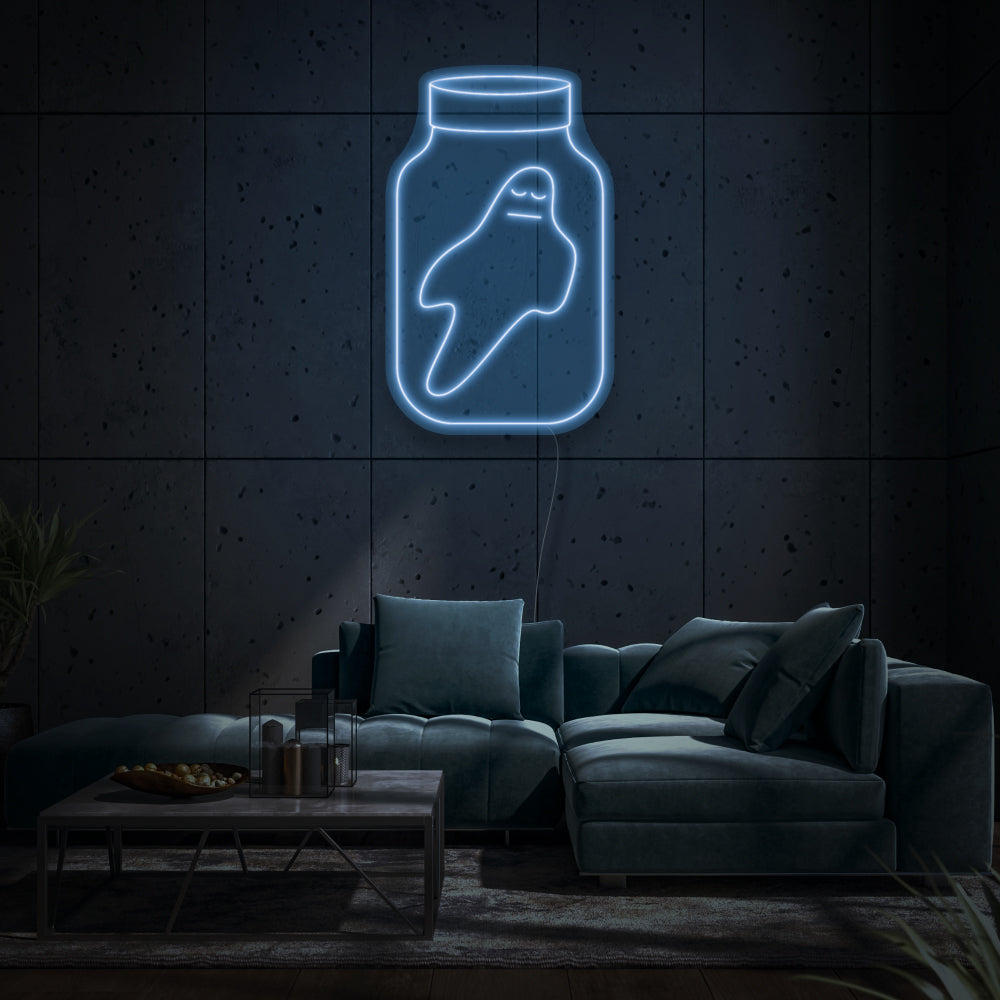 Jar With Ghost LED Neon Sign
