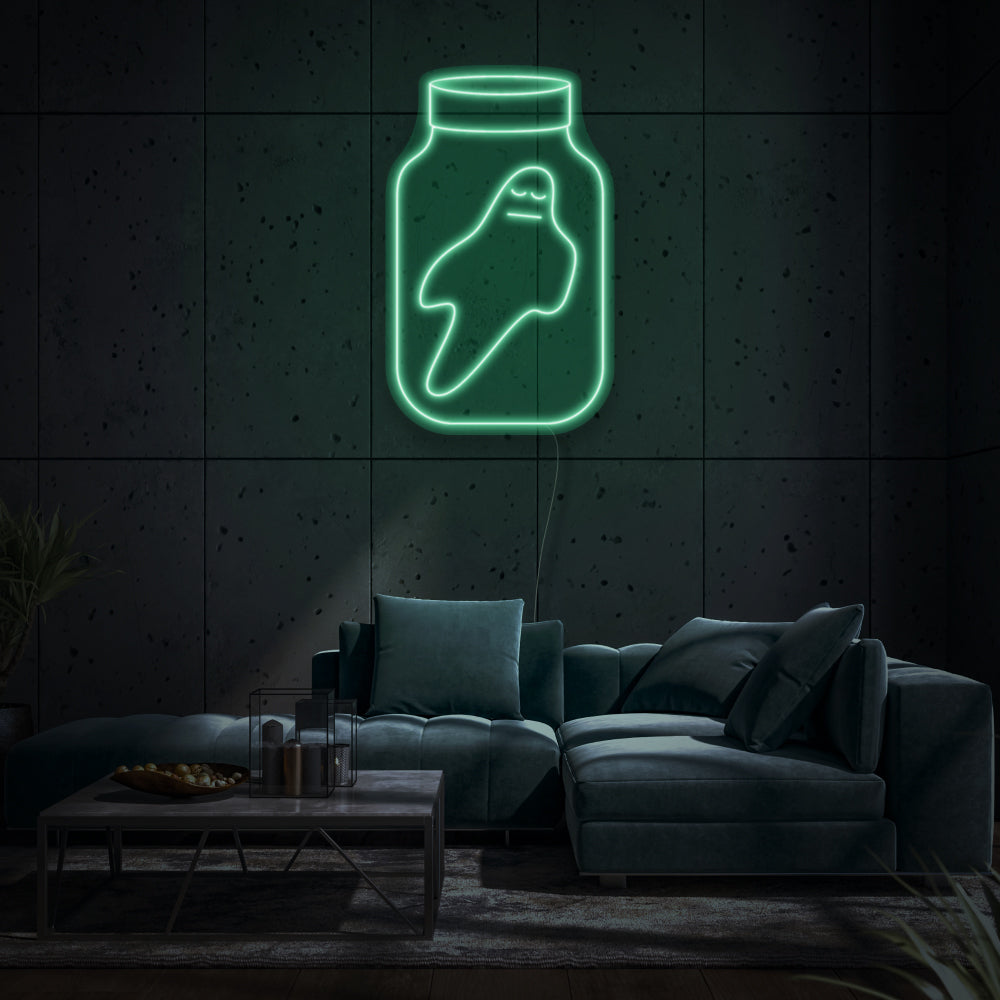 Jar With Ghost LED Neon Sign