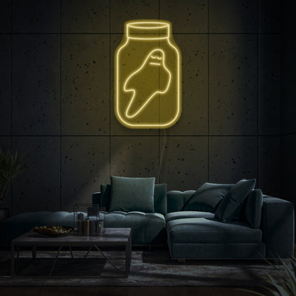 Jar With Ghost LED Neon Sign