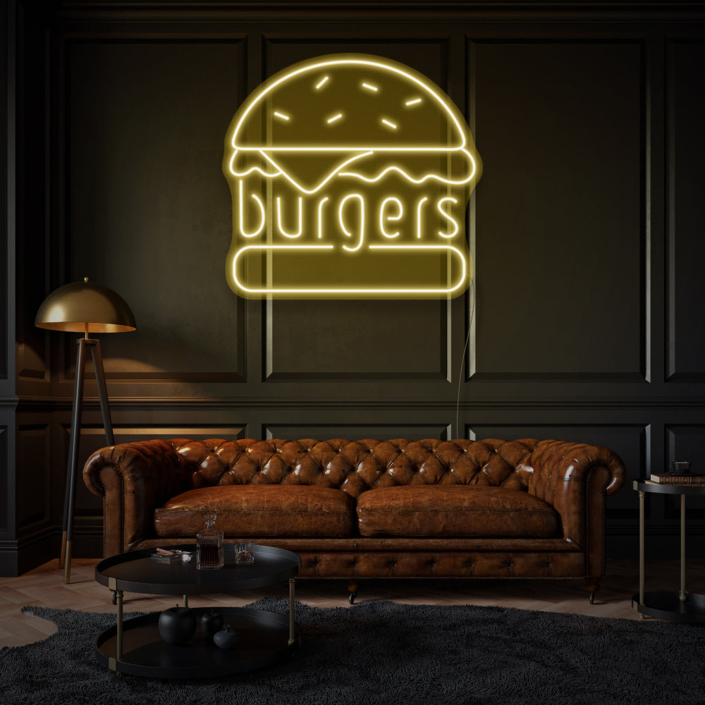 Burgers  with Writing LED Neon Sign